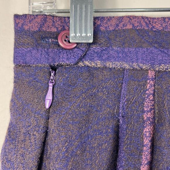 Geiger Austria Vintage Long Pleated Wool Midi Skirt Size 38 Purple Plaid - Picture 12 of 16